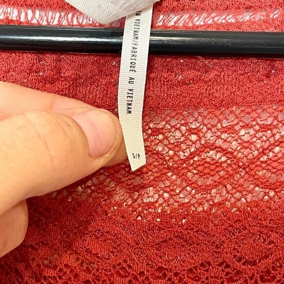 Intimately Free People Peplum Lace Tank Top Small Rust Orange Sleeveless Sheer - Picture 4 of 9